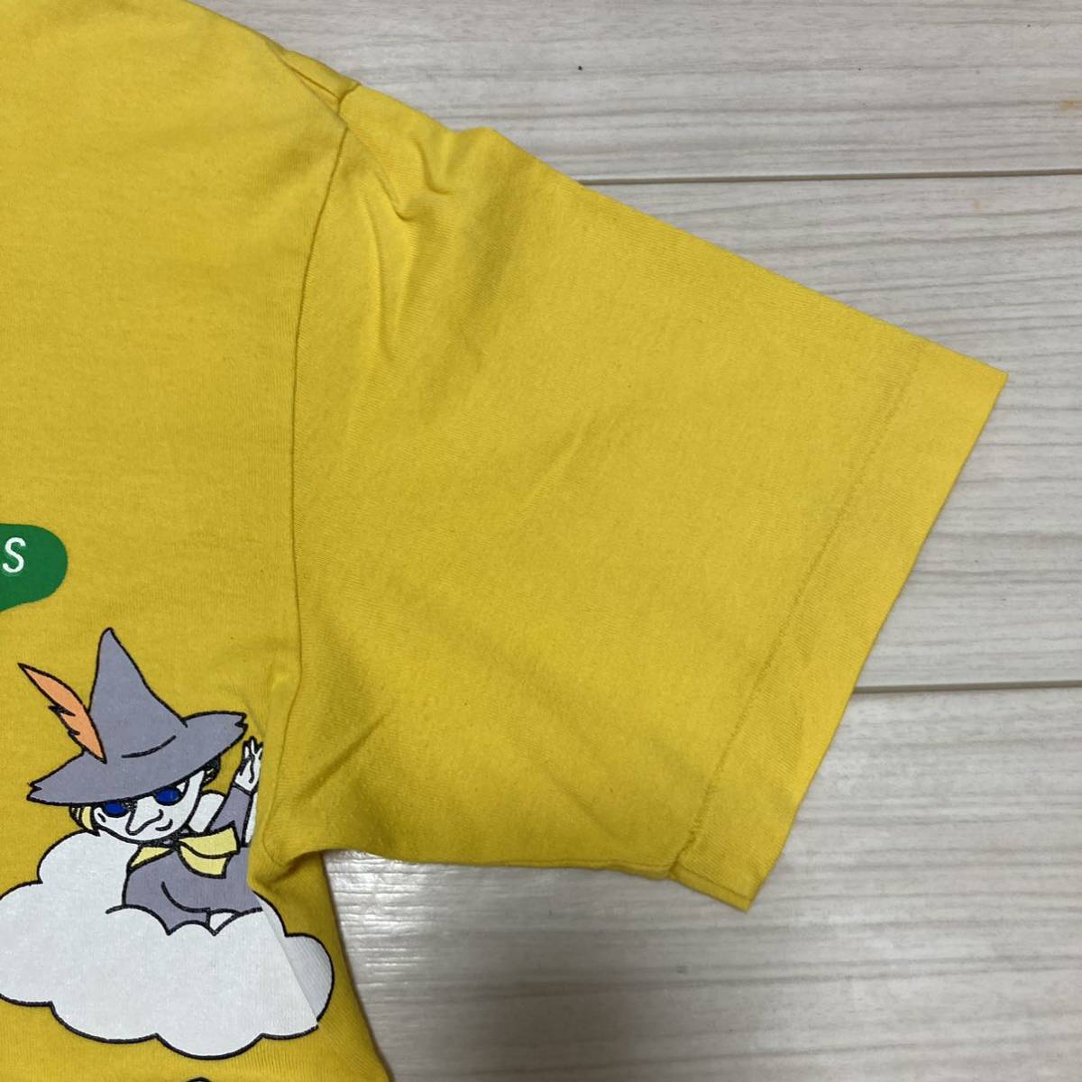 90s Vintage 非売品■MOOMIN ムーミン■フィンエアー Tシャツ フリーサイズ イエロー ミー　ムーミンパパ スナフキン ミー Finnair 限定品_画像4