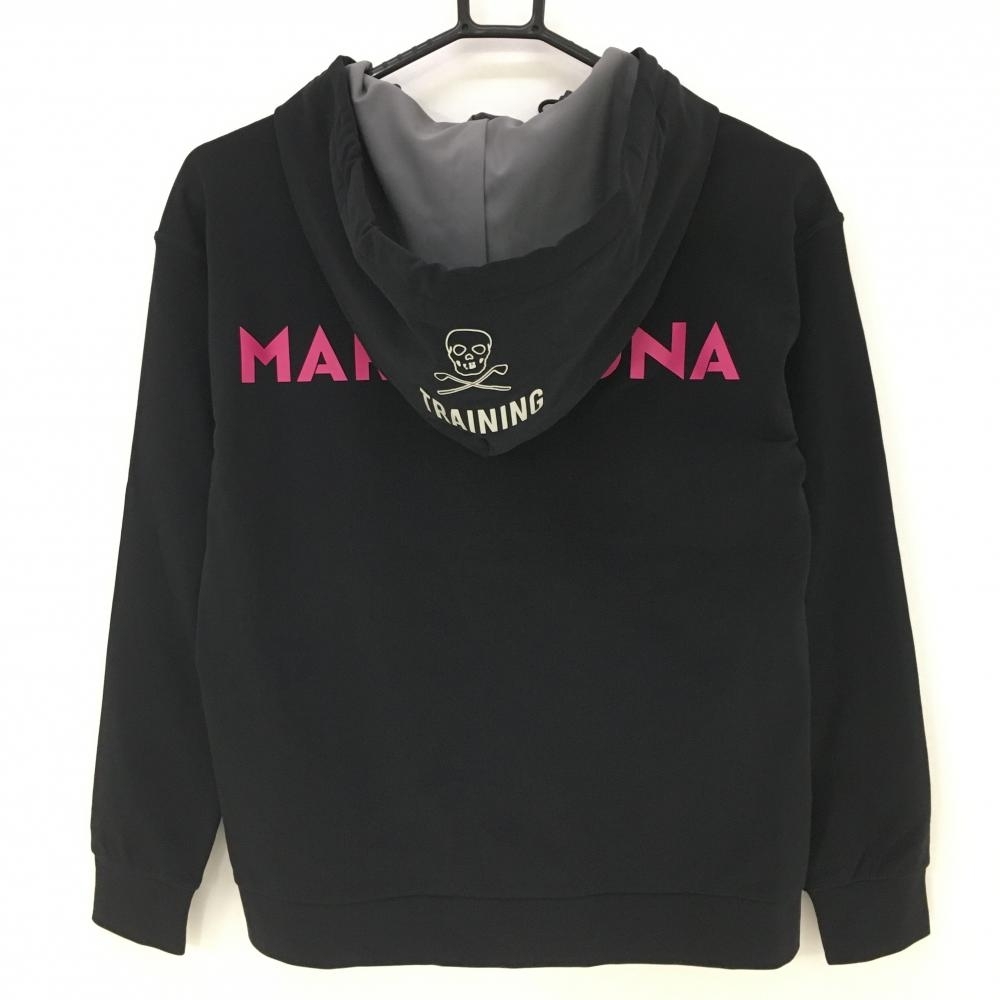 新品】マークアンドロナ ジップパーカー 黒×ピンク 裏起毛 ストレッチ