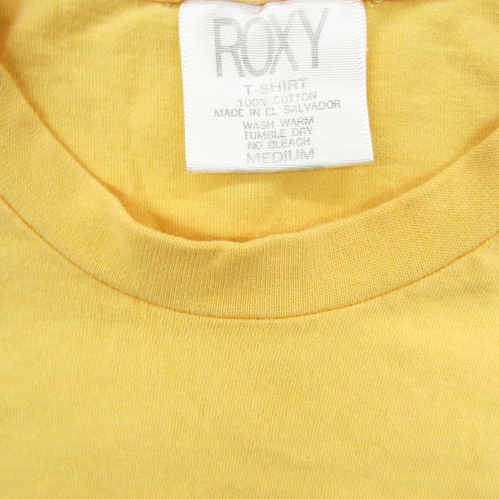 ロキシー 半袖Tシャツ フロントプリント 花柄 コットン100% トップス レディース Mサイズ イエロー ROXY_画像3