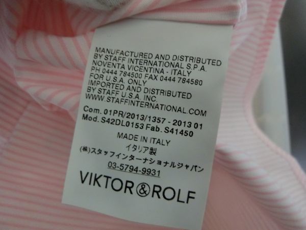VIKTOR&ROLF シャツ ストライプ 半袖 46 ライトピンク #S42DL0153 ヴィクター&ロルフ_画像3