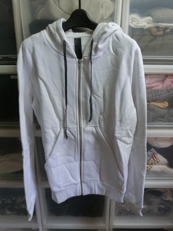 ODEUR ZIP HOOD SWEAT ジップ フード パーカー スウェット XS ホワイト #15-10-1-1オドゥール