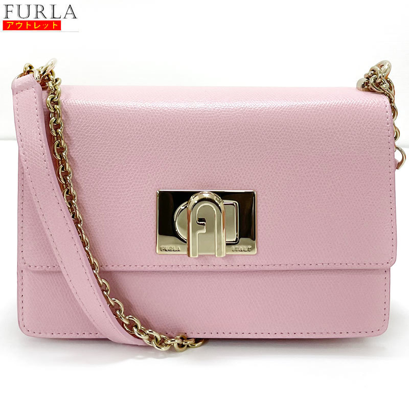 アウトレット！ FURLA フルラ 新品 1927 クロスボディミニ レザーチェーン クロスボディバッグ ショルダーバッグ ピンク 鞄_画像1