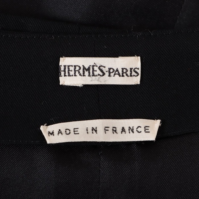  Hermes (HERMES) шерсть Zip выше юбка 42 черный одежда ( б/у )
