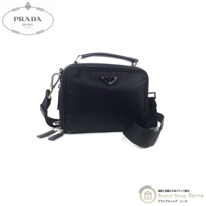 プラダ （PRADA） ブリック サフィアーノレザー トライアングルロゴ 2way ハンド ショルダー バッグ 2VH069 NERO メンズ（新品同様）中古の画像1