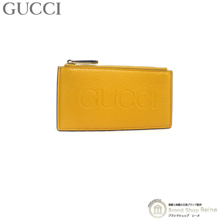 グッチ （GUCCI） ロゴ ジップカードケース コインケース 725550 イエロー（新品）