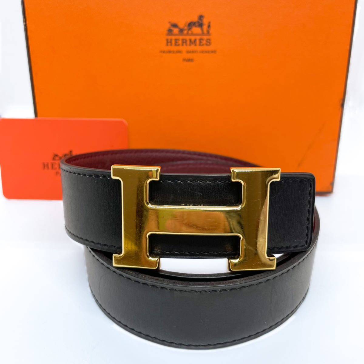 美品】HERMES エルメス コンスタンス Hバックル ベルト ゴールド 75-