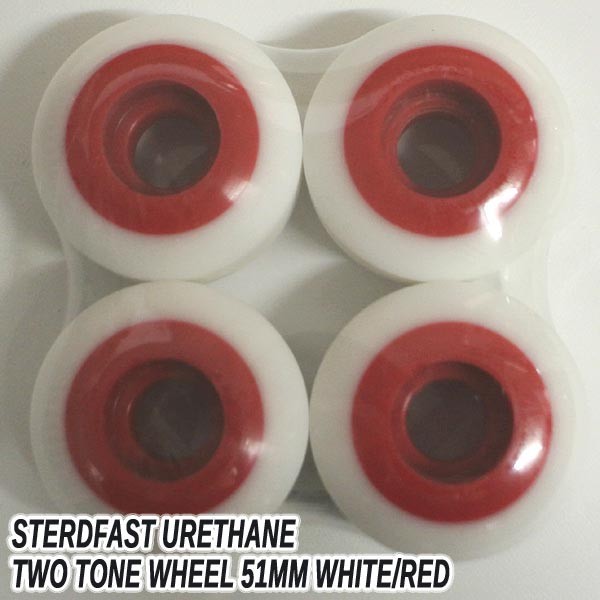 STEADFAST/ステッドファスト TWO TONE WHEEL 51mm WHITE/RED スケートボード ブランク ウィール [返品、交換不可]_画像2