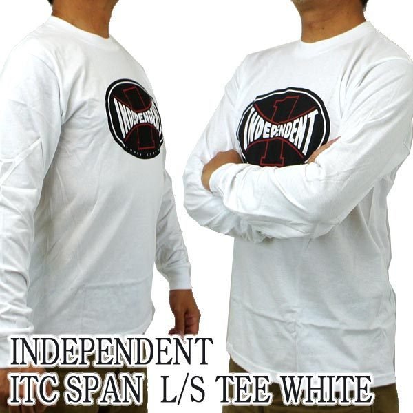 新品未使用 INDEPENDENT/インデペンデント Ｓサイズ　ITC SPAN L/S REGULAR TEE WHITE Tシャツ T-shirts 長袖 丸首 胸元プリント ロンＴ_画像2