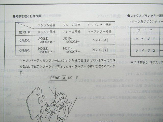 CRM50 80 パーツリスト 2版 ホンダ 正規 中古 バイク 整備書 AD10-100 HD11-100 GW6 Ir 車検 パーツカタログ 整備書_11GW6JJ2