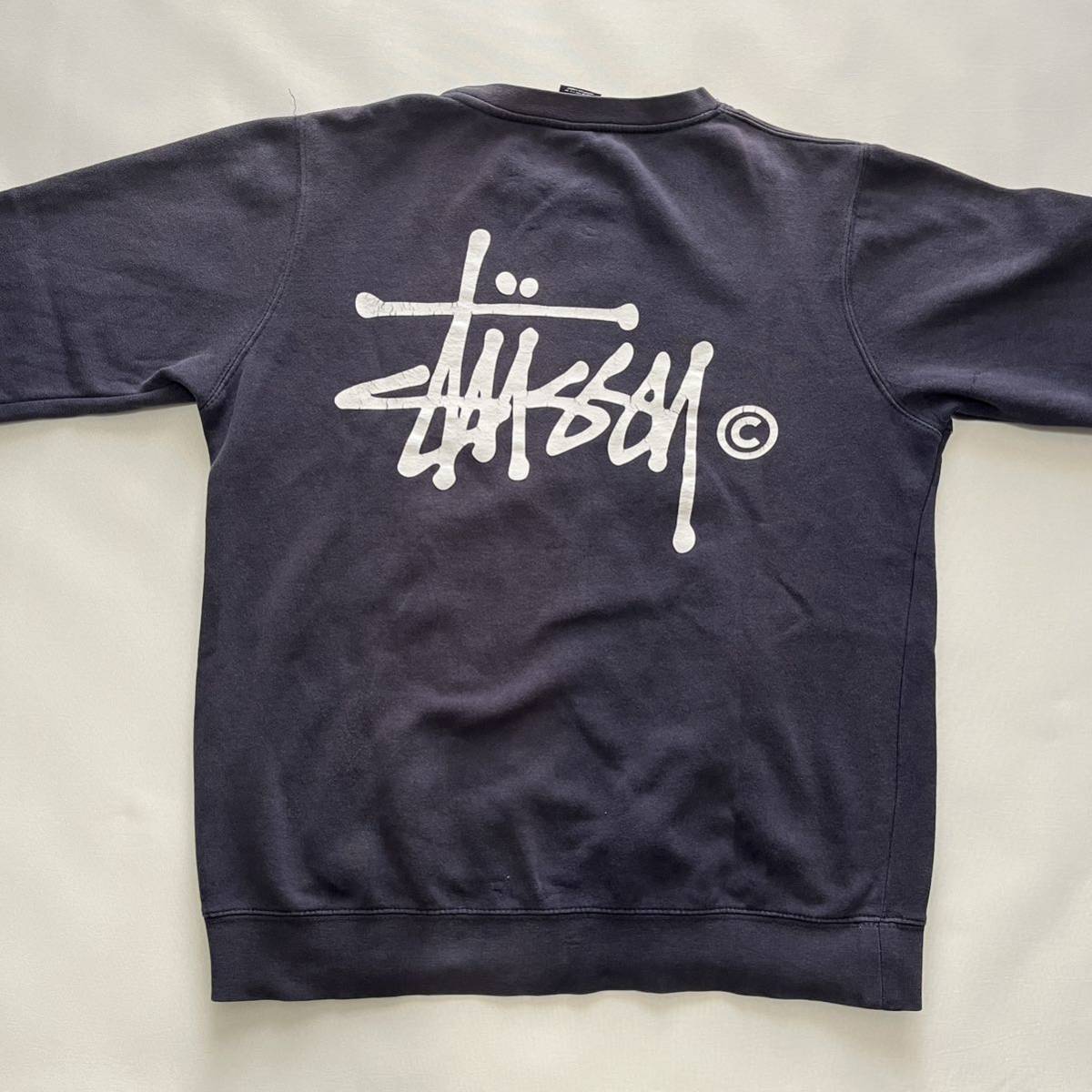 90s USA製 OLD STUSSY ネイビー スウェット トレーナー S 紺 ヴィンテージ ステューシー パーカー レア ミリタリー スケーター