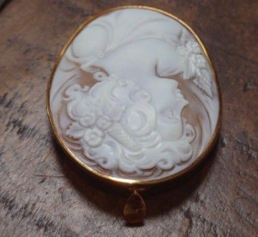 カメオ k18 ブローチ cameo ネックレストップ 2way 金 CAMEO