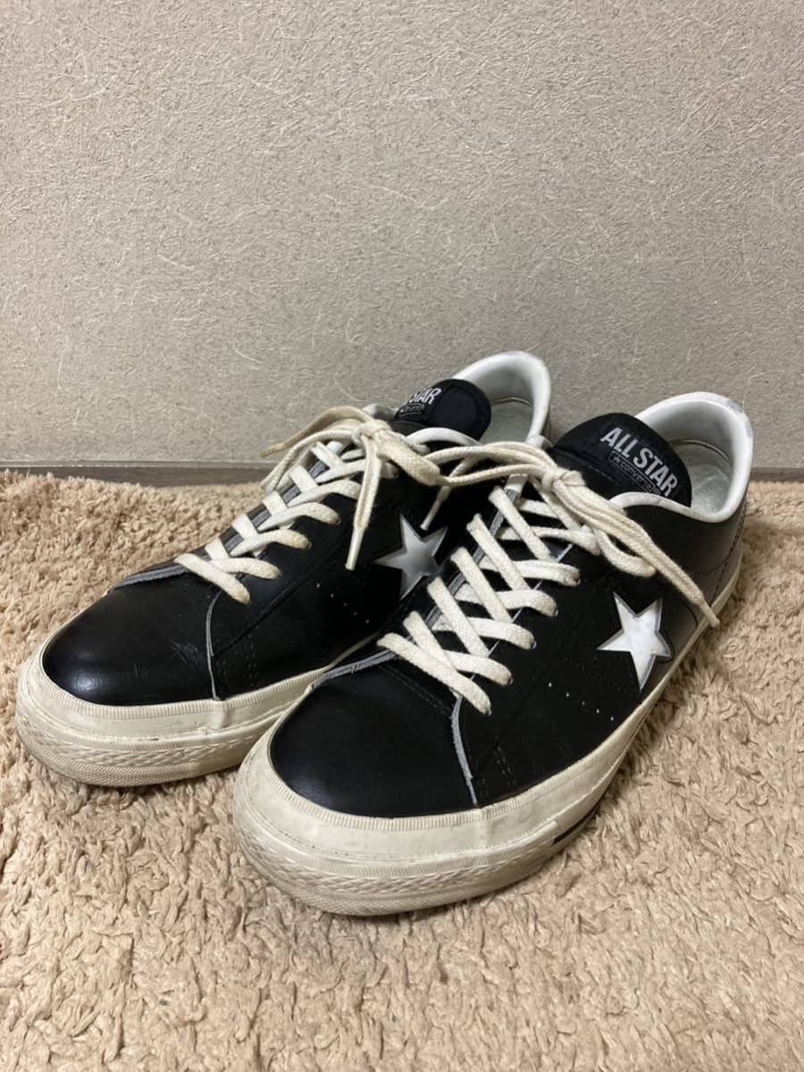 初期 日本製 コンバース ワンスター レザー ブラック 黒 US8(26.5センチ) CONVERSE ONE STAR_画像1