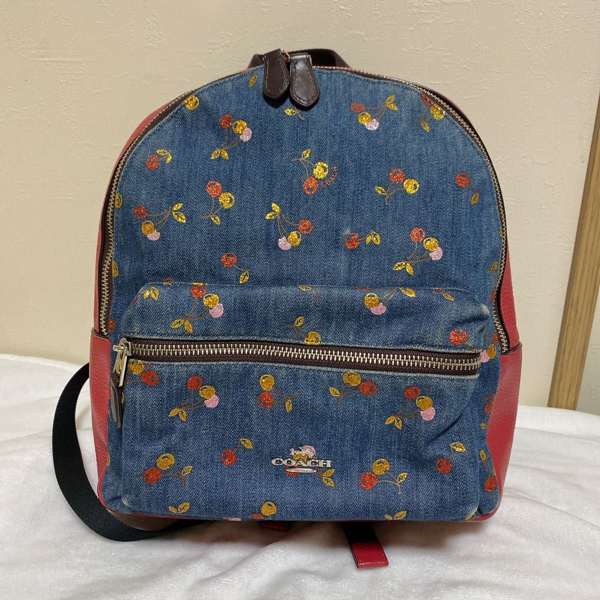 COACH 限定 デニム チェリー リュック リュックサック コーチ COACH 限定 デニム チェリー リュック リュックサック コーチ