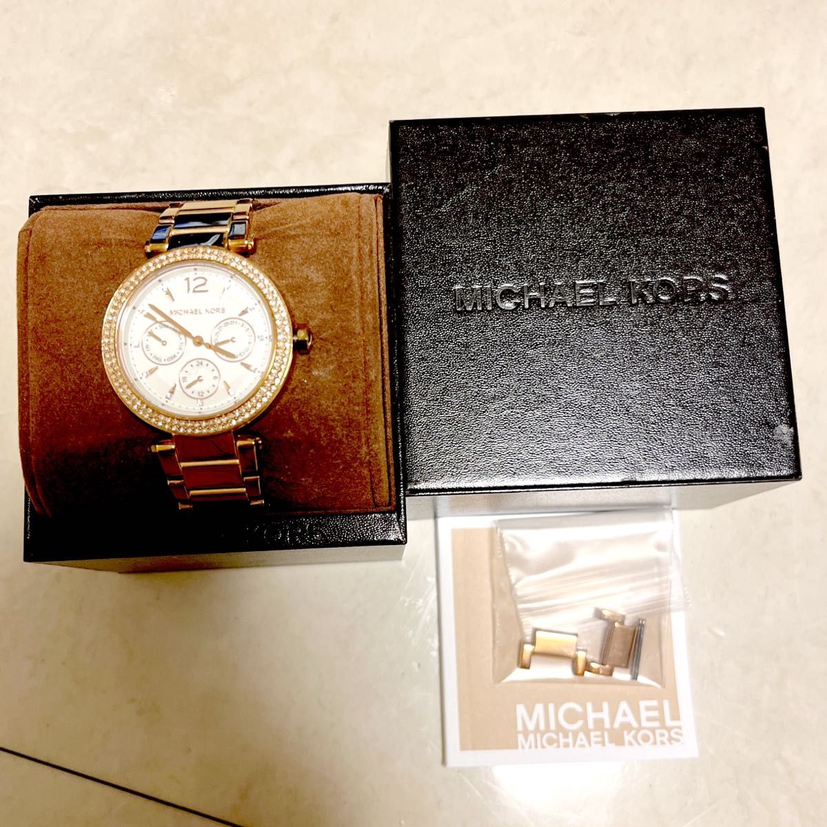 MICHEAL KORS 腕時計 クロノグラフ ラインストーン ゴールド