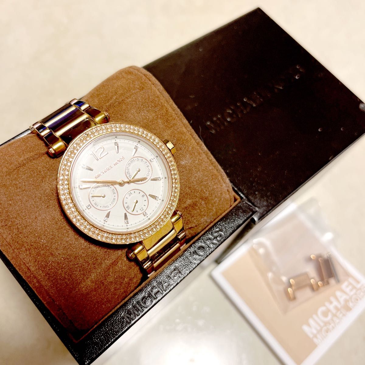MICHEAL KORS 腕時計 クロノグラフ ラインストーン ゴールド