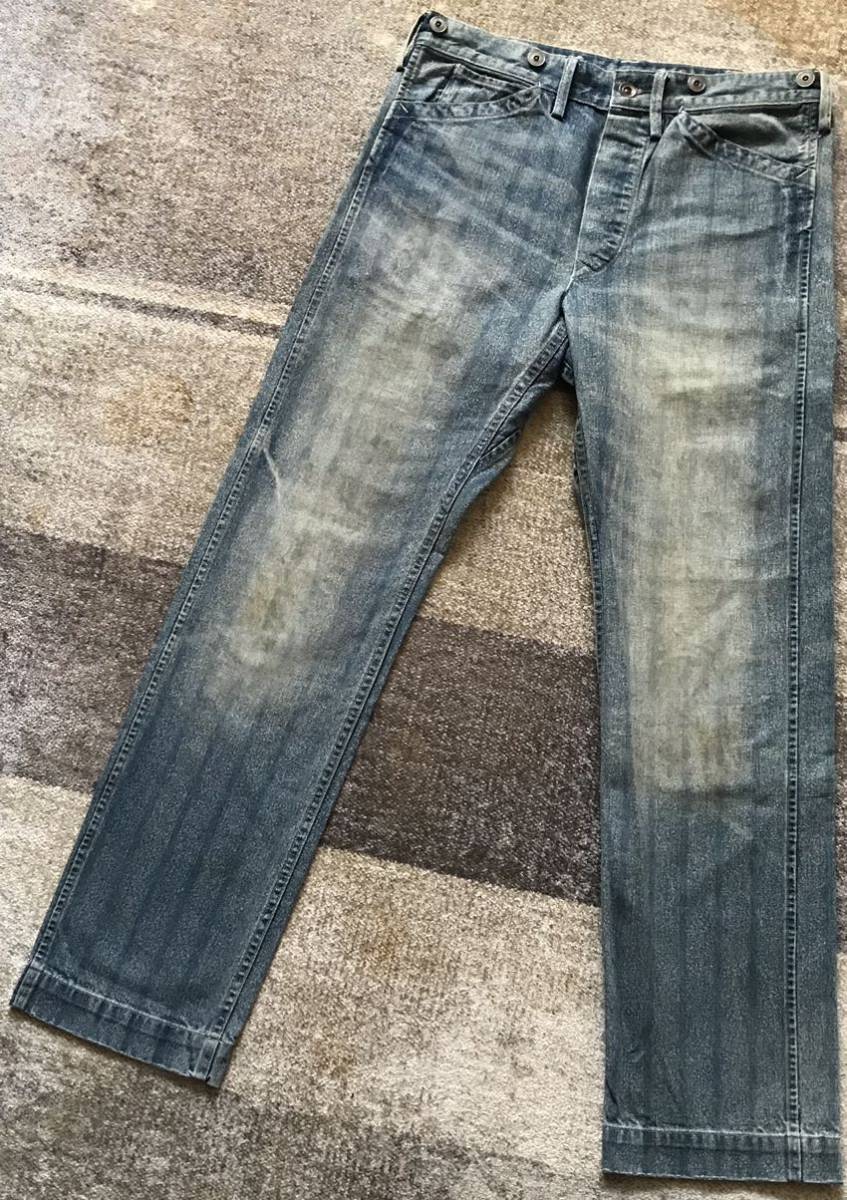 最高のヴィンテージ加工 ★ RRL RALPH LAUREN ★ INDIGO WABASH STIFEL STRIPE TROUSER インディゴ 本藍 コットンツイル パンツ トラウザー_画像1