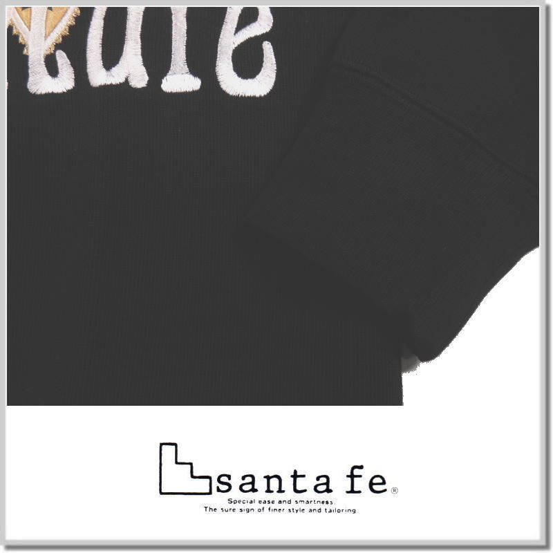 サンタフェ santa fe ダブルフェイスエキゾチックAP刺繍クルースウエット 85101-19(BLACK)-48(L) トレーナー カットソー_画像4