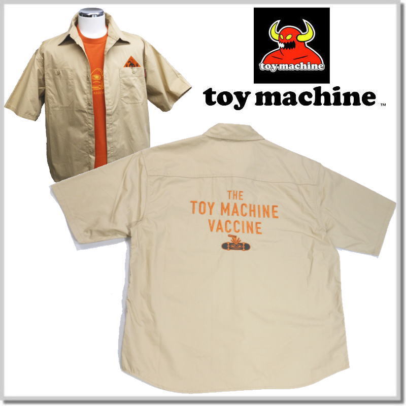 トイマシーン toy machine VACCINE LOOSE FIT SS SHIRTS TMPDSH37-BEIGE-L 半袖シャツ 刺繍