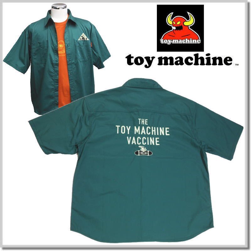 トイマシーン toy machine VACCINE LOOSE FIT SS SHIRTS TMPDSH37-GREEN-M 半袖シャツ 刺繍