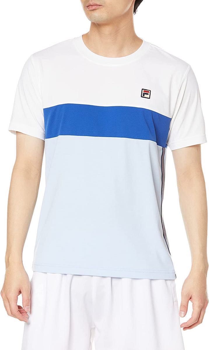 FILA フィラ テニスウェア 半袖Tシャツ ゲームシャツ VM5566 ブルー メンズXL 新品