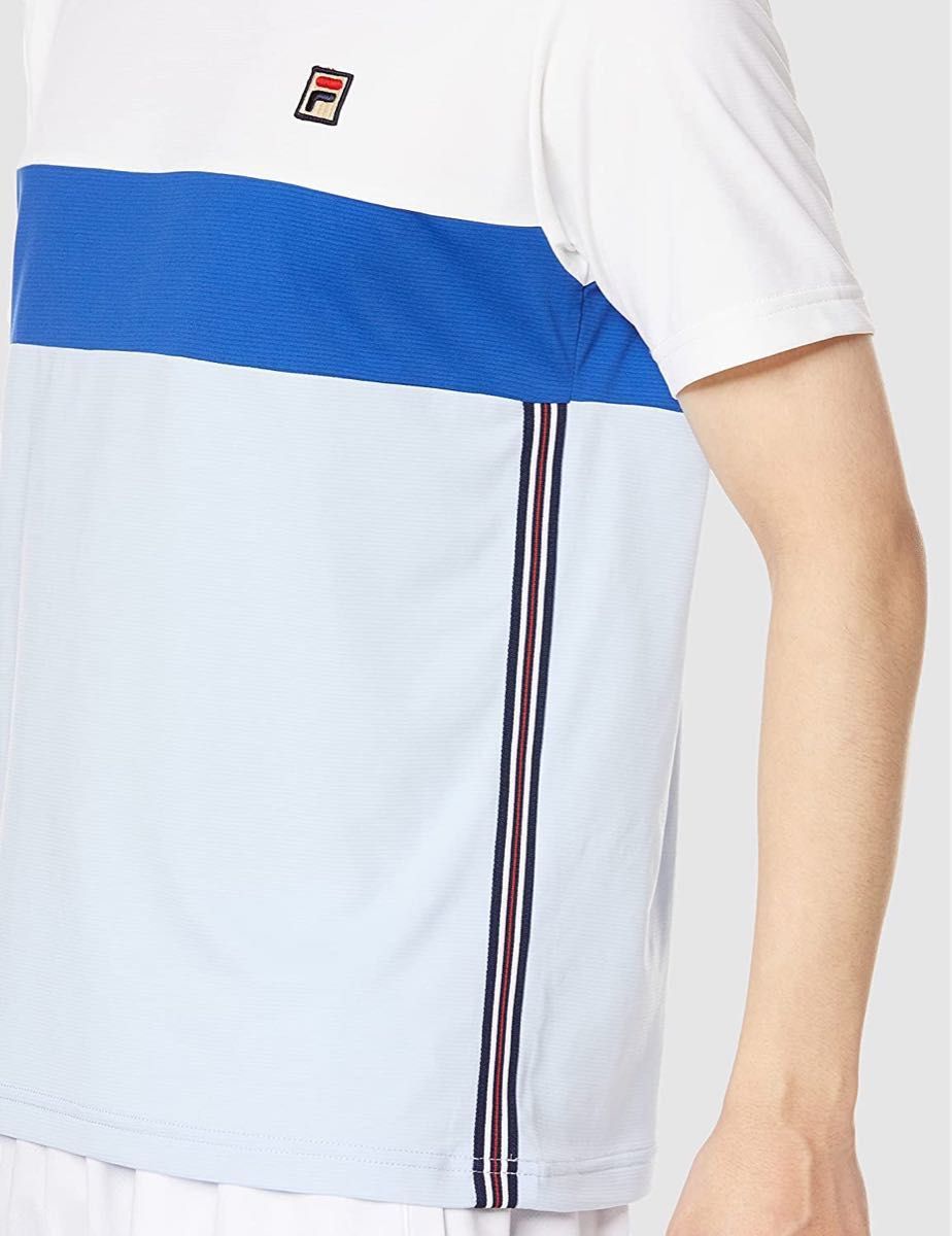 FILA フィラ テニスウェア 半袖Tシャツ ゲームシャツ VM5566 ブルー メンズXL 新品