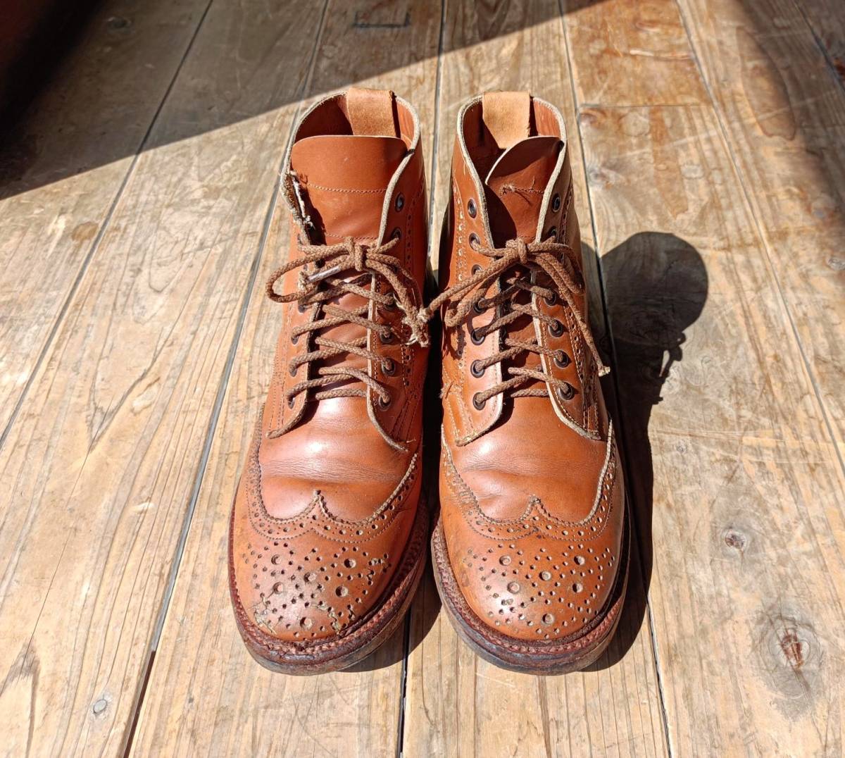  free shipping! red tag! England made Tricker's Tricker\'s Country boots leather shoes approximately 23. Wing chip vintage USED old clothes 