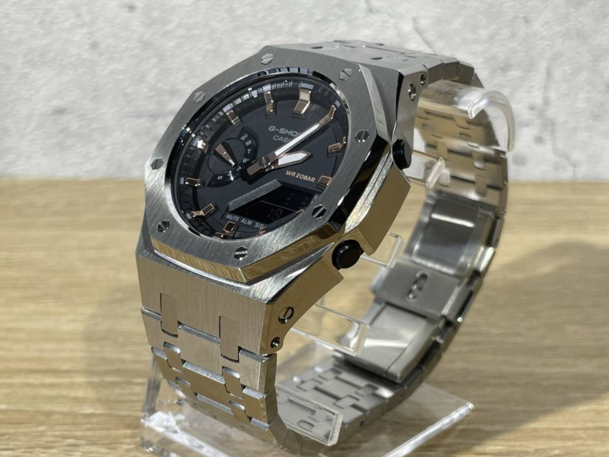 新品未使用 Gショック シルバーメタル カスタム gma-s2100-1a