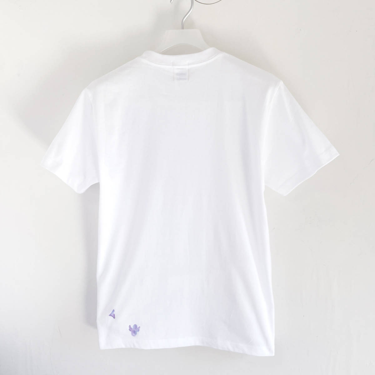 メンズ Tシャツ XXLサイズ 藤の花柄Tシャツ ホワイト ハンドメイド 手描きTシャツ 花柄_画像3