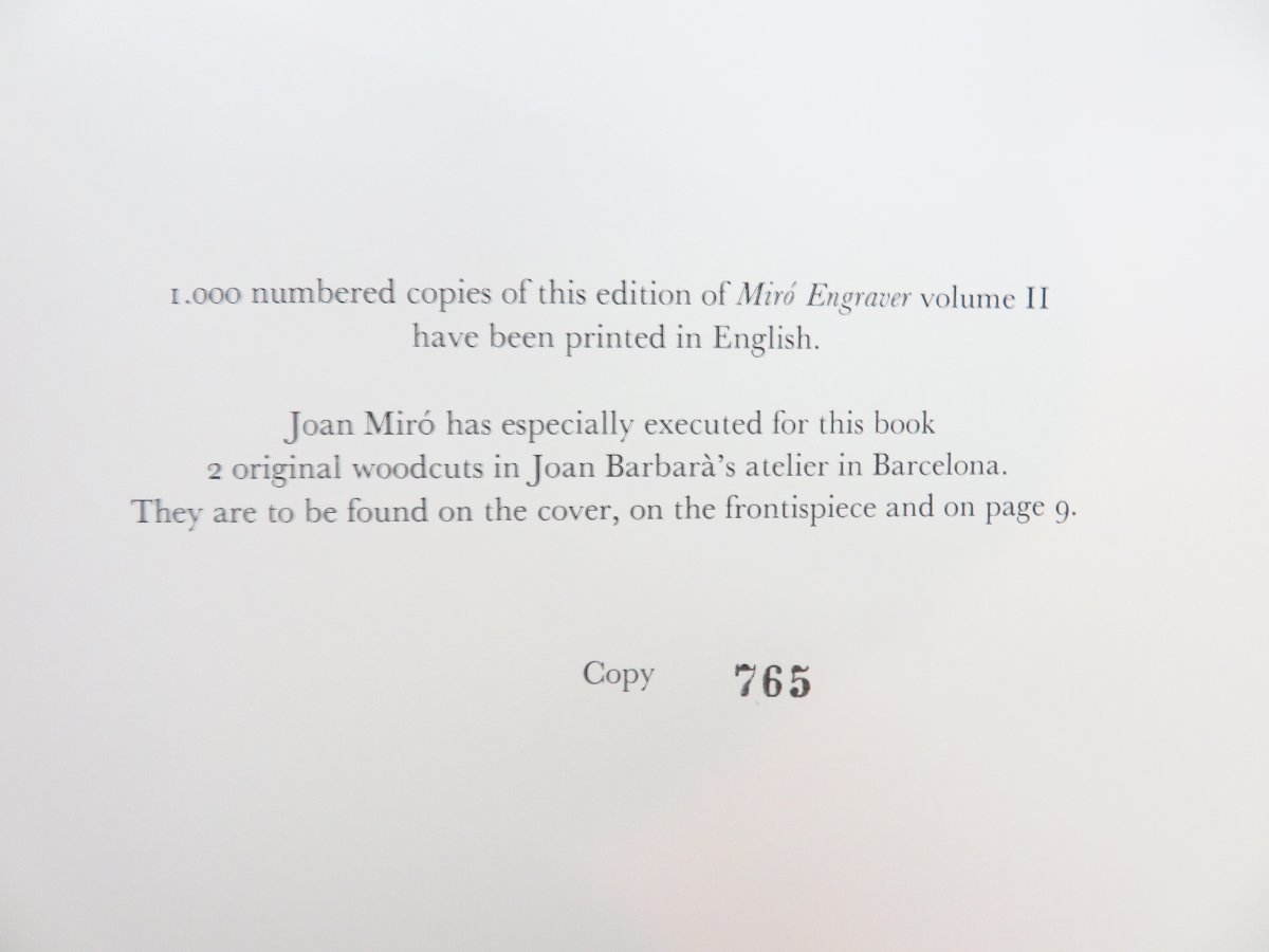 ジョアン・ミロ オリジナル木版画2枚入『Miro engraver 2 1961-1973』限定1000部 1989年刊 ミロ全版画作品集（カタログレゾネ）_画像5