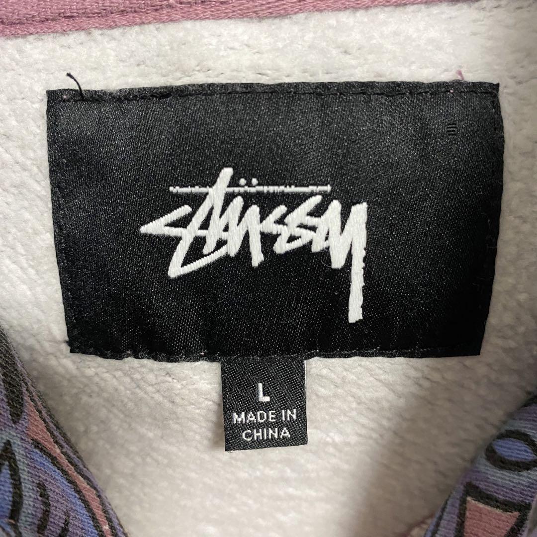 希少デザイン】STUSSY ステューシー パーカー Lサイズ 総柄 マルチ