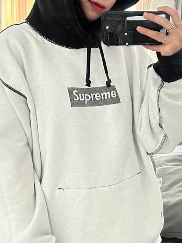 送料無料 L 黒 Supreme Inside Out Box Logo Hooded Sweatshirt Black