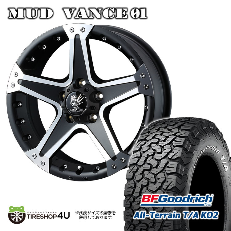 4本セット WEDS MUD VANCE01 16x7.0J 5/114.3 +35 マットブラック BFGoodrich All-Terrain T/A KO2 225/70R16 RAV4 デリカD5_画像1