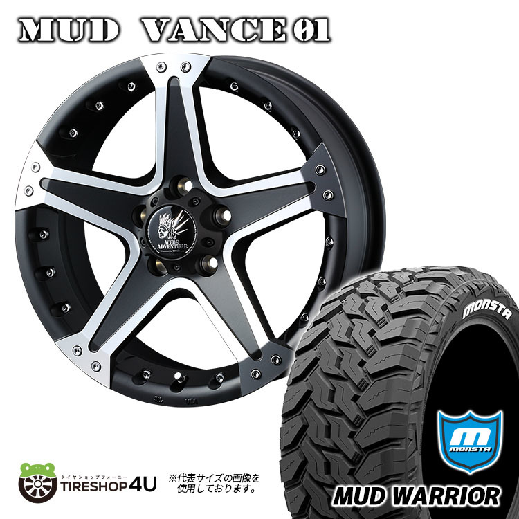 4本セット WEDS MUD VANCE01 16x7.0J 5/114.3 +35 マットブラック MONSTA MUD WARRIOR M/T 215/70R16 RAV4 デリカD5_画像1