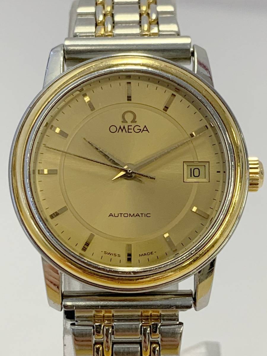 G439-B13-6◎ OMEGA オメガ 5661050 Cal.725 デイト ラウンド ゴールド 文字盤 レディース 自動巻き 稼働 腕時計 ⑥の画像1