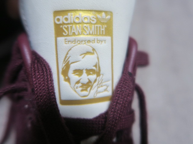 良品★adidas【アディダス】 Stan Smith スタンスミス 【FU9616】 希少かラー マルーン 顔付き 23.5cm 金ロゴ_画像7