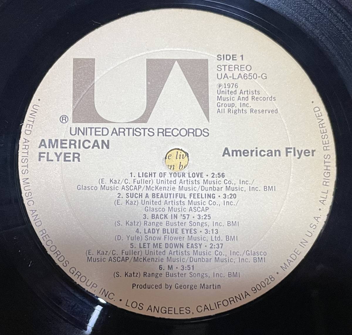 LPレコード/AMERICAN FLYER アメリカンフライヤー/US盤/ジョージマーチンププロデュース_画像6