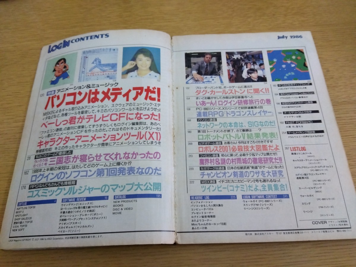  бесплатная доставка ежемесячный логин LOGIN 1986 год 7 месяц номер ASCII персональный компьютер soft компьютернные игры журнал retro игра .-..... самец 2 MSX