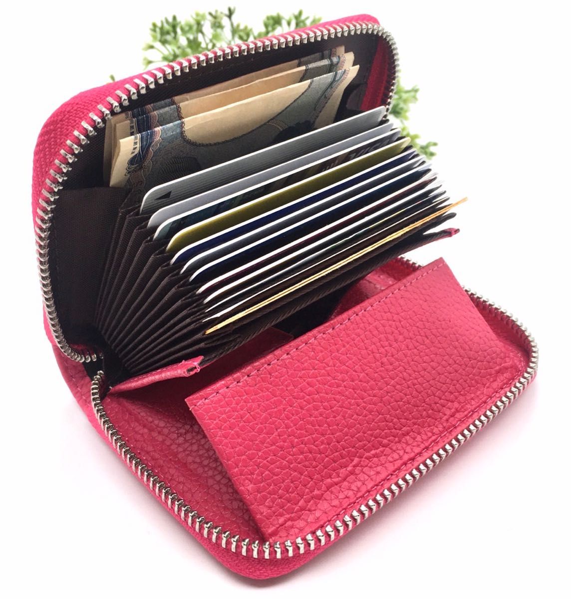 ミニ財布 メンズ レディース マゼンタ 赤紫 大容量 小銭入れ カードケース