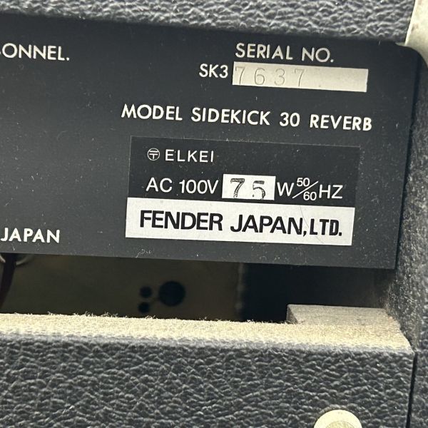 S102-H11-540 FENDER フェンダー SIDKICK 30 ギター用アンプ コンボアンプ 7637 通電/音出し確認済みの画像4