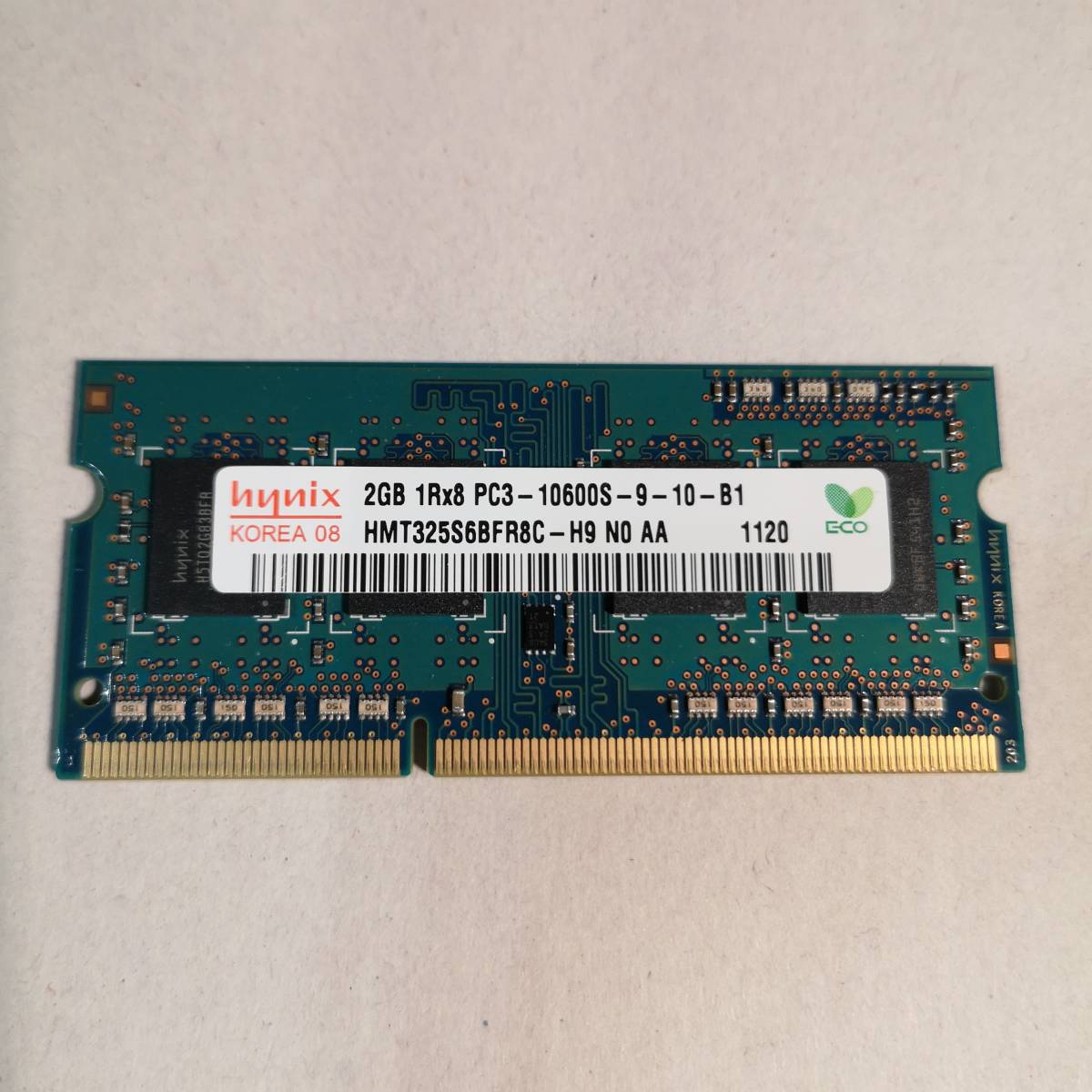 【中古】1枚◆ノートPCメモリ Hynix 2GB 1Rx8 PC3-10600s-9-10-B1◆ジャンク品/修理用_画像1