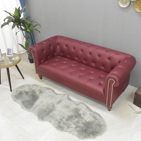 ST32-7RZR-KC:[ region limitation free shipping new goods ] Cesta - field style leather fabric trim 3 seater . sofa wine red [ cloth Britain style outlet furniture ]