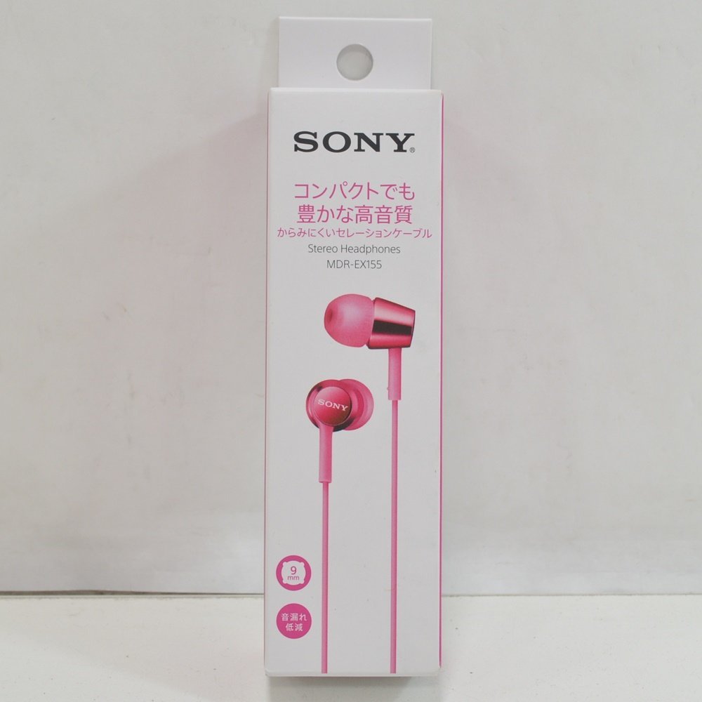 HO1 未使用品 SONY ソニー イヤホン MDR-EX155 ハンズフリー通話 ピンク_画像1