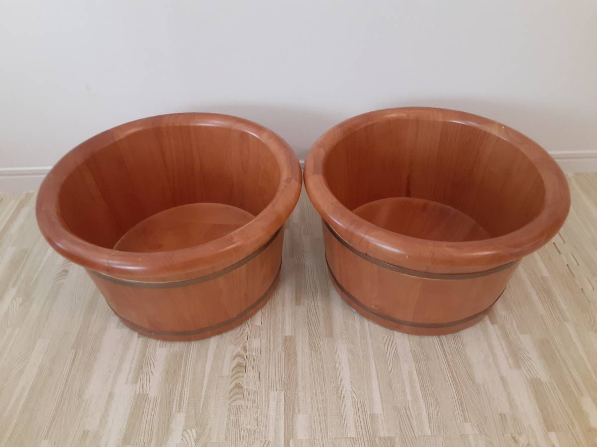 [ prompt decision / free shipping ] wooden foot bath pair hot water .2 piece set water leak goods relaxation pair .. aroma foot care plant pot garden pet 