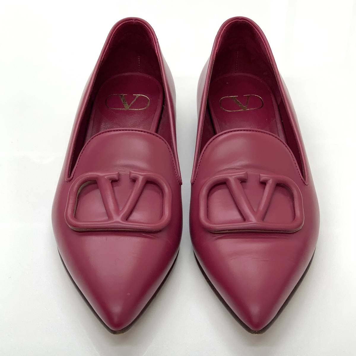 6395 Valentino leather V Logo Flat pumps red purple 