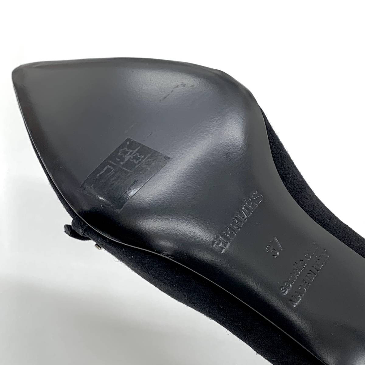 5852 未使用 エルメス スエード アピ バックル パンプス ブラック