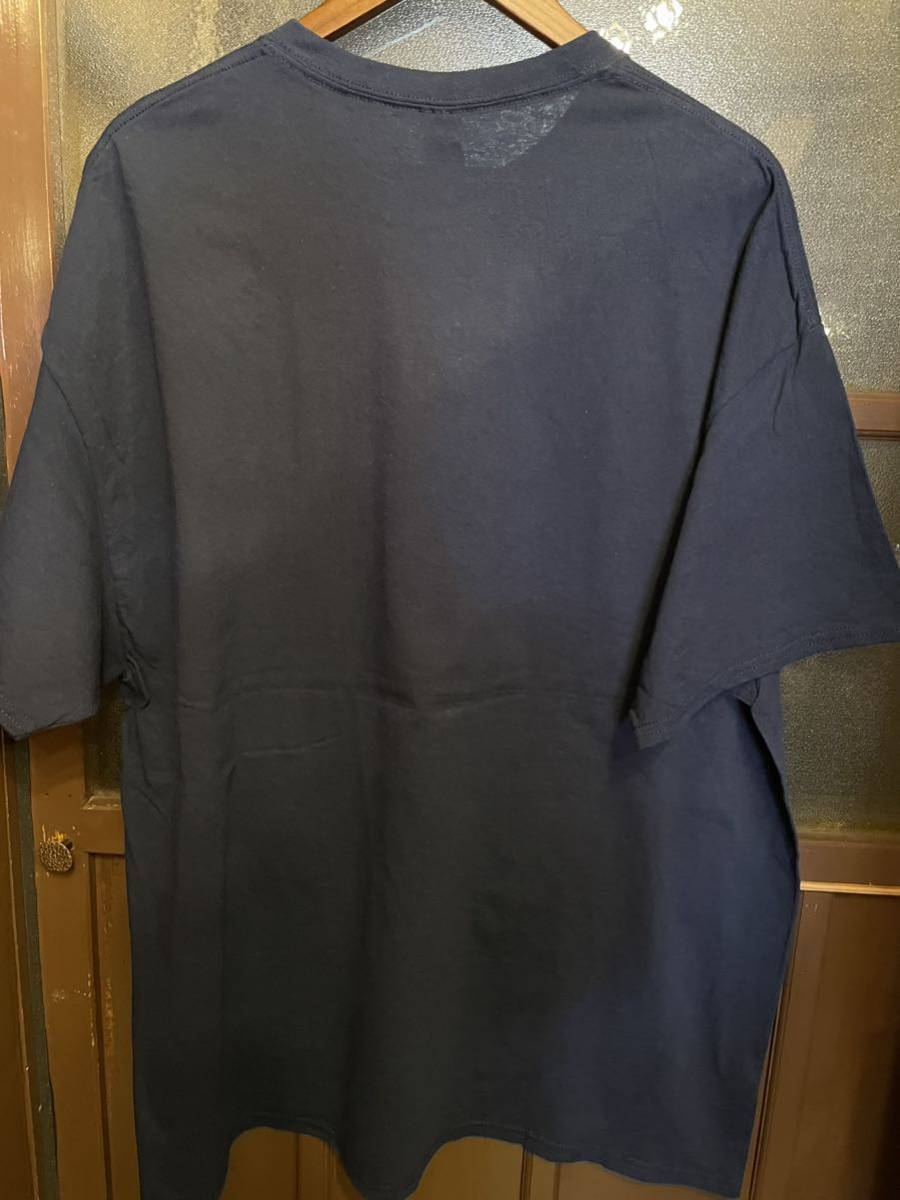 ★USA古着　サックス　白　プリント　楽器　SAX Tシャツ 紺色　navy GILDAN 2XL 大きいサイズ_画像3