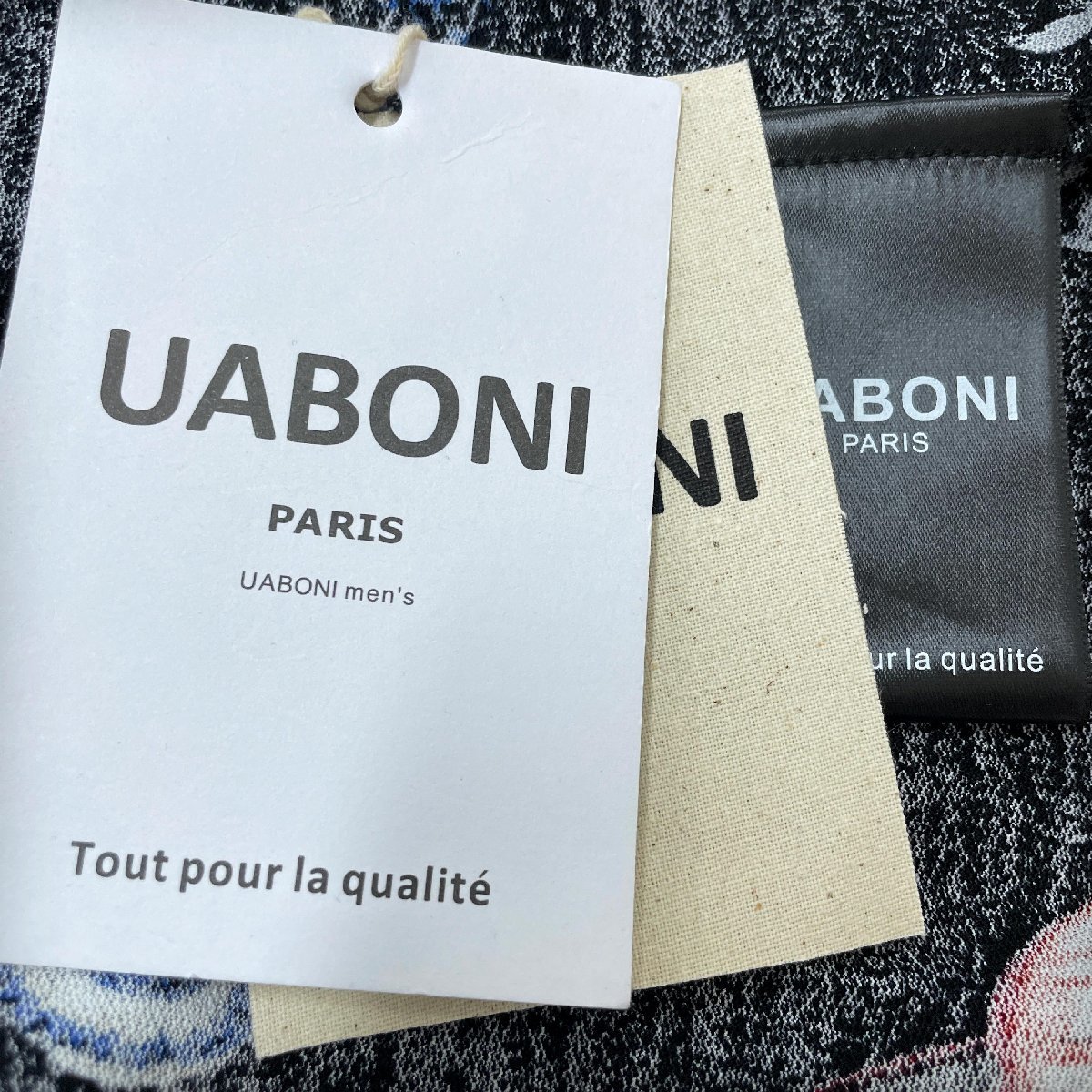 最高級EU製＆定価2万◆UABONI*Paris*ユアボニ*ポロシャツ*フランス◆豪華シルク/コットン混 POLOシャツ 半袖 幻 植物 動物 プリント M/46_画像9