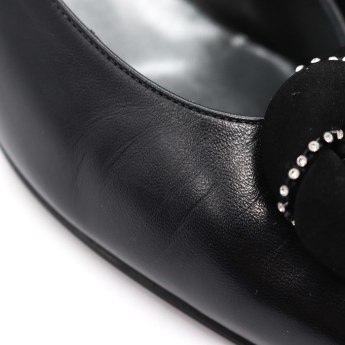 ニナリッチ パンプス 良品 フラワーモチーフ ローヒール 日本製 ブランド シューズ 靴 黒 レディース 35.5サイズ ブラック NINA RICCI_画像6