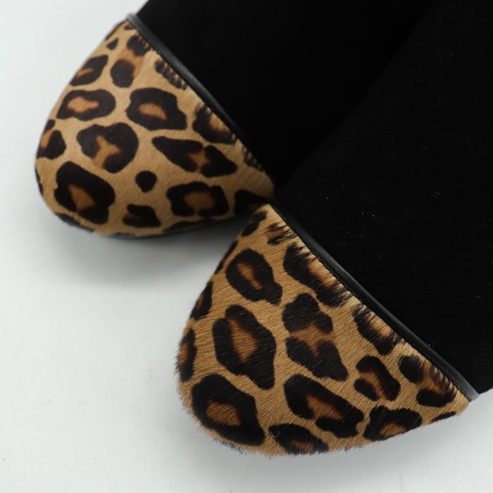 シューギャラリーオオタ ブーティー 美品 レオパード ハイヒール 日本製 シューズ 靴 レディース 34.5サイズ ブラック SHOE GALLERY OTA_画像2
