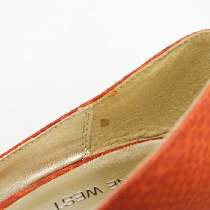 ナインウエスト パンプス オープントゥ ローヒール シューズ レザーソール ブランド 靴 レディース 6.5サイズ オレンジ NINE WEST_画像2
